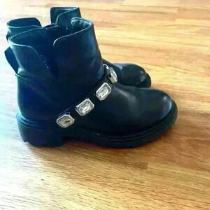 Art Class from Target Black boots with Chunky silver jewels around top. Size 13
